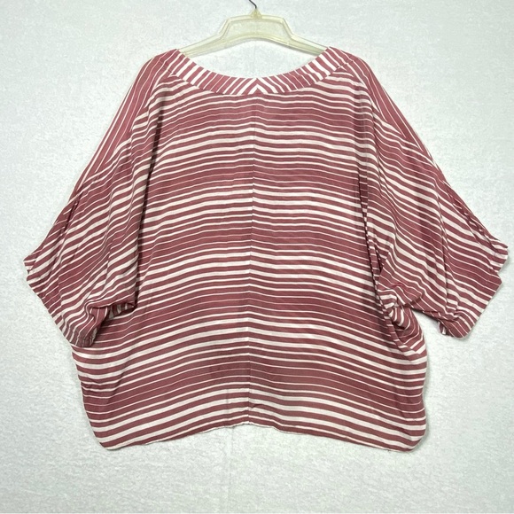 Express Boho Top Women's L Red White Stripe Tie Front V Neck Feminine Minimalist - Picture 7 of 12